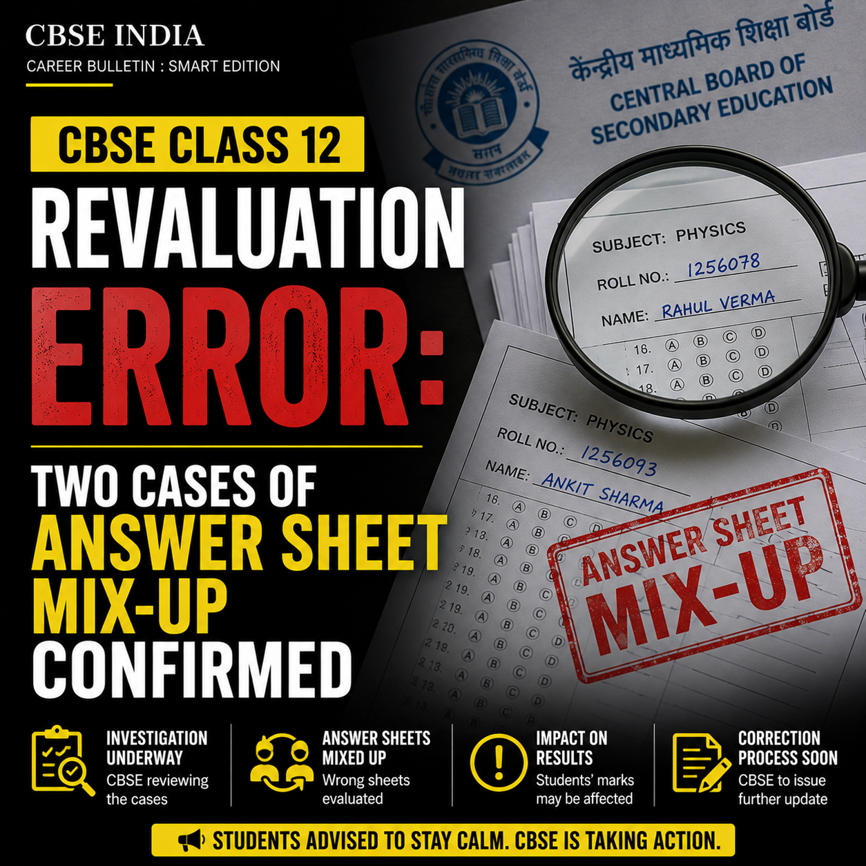 CBSE Class 12 Revaluation Error: Two Cases of Answer Sheet Mix-Up Confirmed